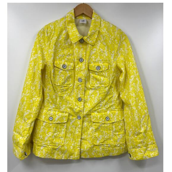 CAbi Field Jacket Womens Daisy Spring Yellow Floral‎ 5160 Pockets Size Medium - Picture 1 of 10